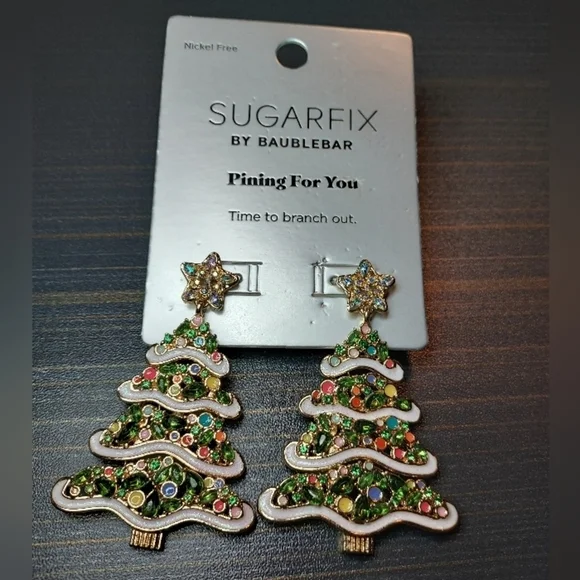 Sugarfix by baublebar pining for you tree sparkle earrings  discontinued - Picture 2 of 4